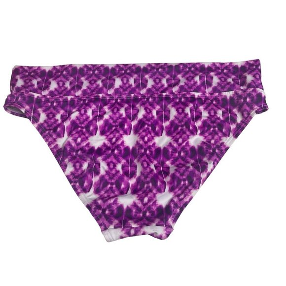 Victorias Secret Bikini Bottom Large Foldover Purple Abstract Print Hipster Pool - Picture 2 of 7